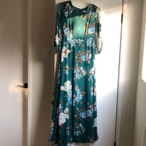 Forest green floral dress